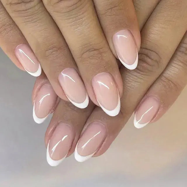 24Pcs Gradient Acrylic Fake Nails Art Long Ballet Wearing Nails Fake Press on Nail Tips Full Cover Removable French False Nails - MaJuah
