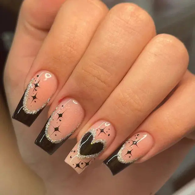 24Pcs Gradient Acrylic Fake Nails Art Long Ballet Wearing Nails Fake Press on Nail Tips Full Cover Removable French False Nails - MaJuah