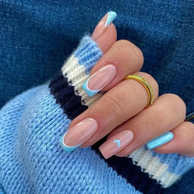 24Pcs Gradient Acrylic Fake Nails Art Long Ballet Wearing Nails Fake Press on Nail Tips Full Cover Removable French False Nails - MaJuah