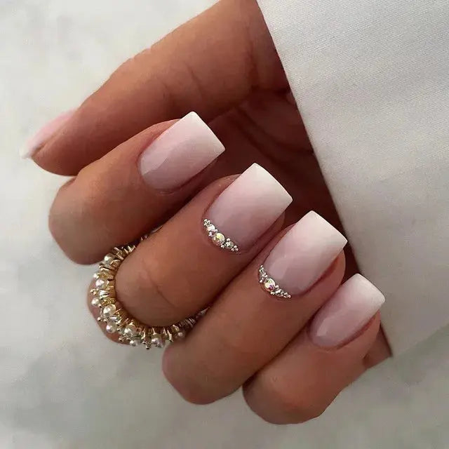 24Pcs Gradient Acrylic Fake Nails Art Long Ballet Wearing Nails Fake Press on Nail Tips Full Cover Removable French False Nails - MaJuah