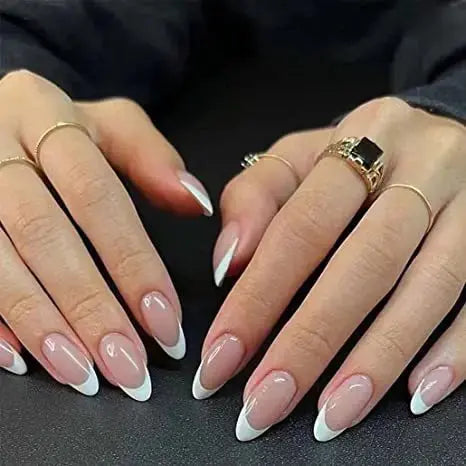 24Pcs Gradient Acrylic Fake Nails Art Long Ballet Wearing Nails Fake Press on Nail Tips Full Cover Removable French False Nails - MaJuah