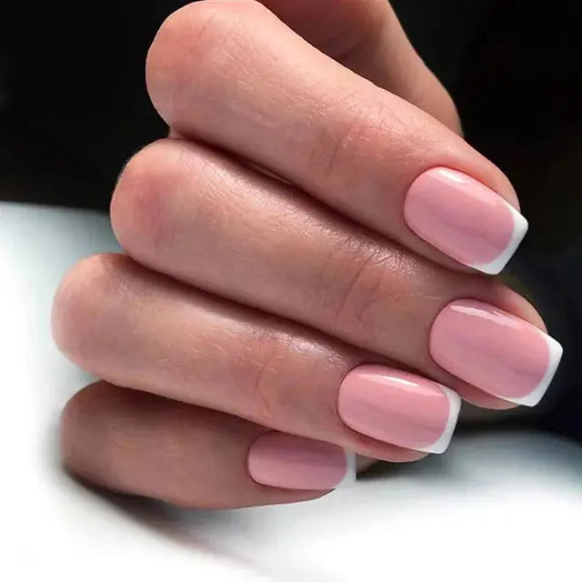 24Pcs Gradient Acrylic Fake Nails Art Long Ballet Wearing Nails Fake Press on Nail Tips Full Cover Removable French False Nails - MaJuah