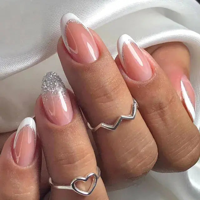 24Pcs Gradient Acrylic Fake Nails Art Long Ballet Wearing Nails Fake Press on Nail Tips Full Cover Removable French False Nails - MaJuah
