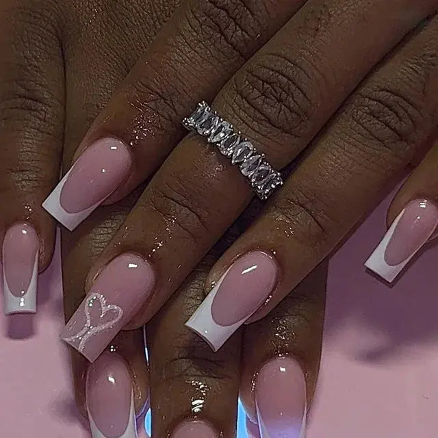 24Pcs/Set Acrylic Long Ballet Press on Nail Tips Coffin Wearing Reusable False Nails Art Colorful Glossy Fake Nails Artificial - MaJuah