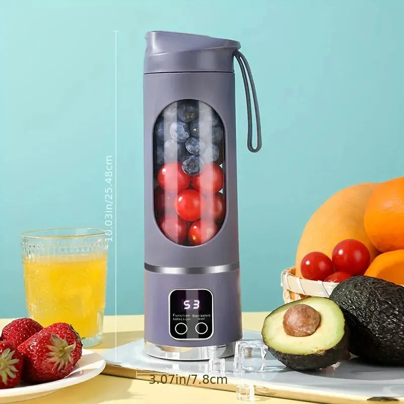 450ml Portable Juicer with LED Digital Display USB Charging Outdoor Juicing Cup Home Multifunctional 12-Blade Blender 1500mAh Super Star Appliance Store