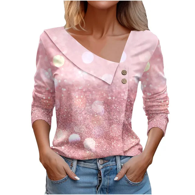 Women Fashion Long Sleeve Top White Floral Print Shirts And Blouses 3D Print Clothes For Women 2024