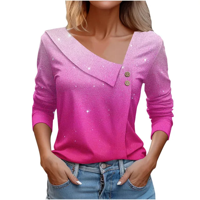 Women Fashion Long Sleeve Top White Floral Print Shirts And Blouses 3D Print Clothes For Women 2024
