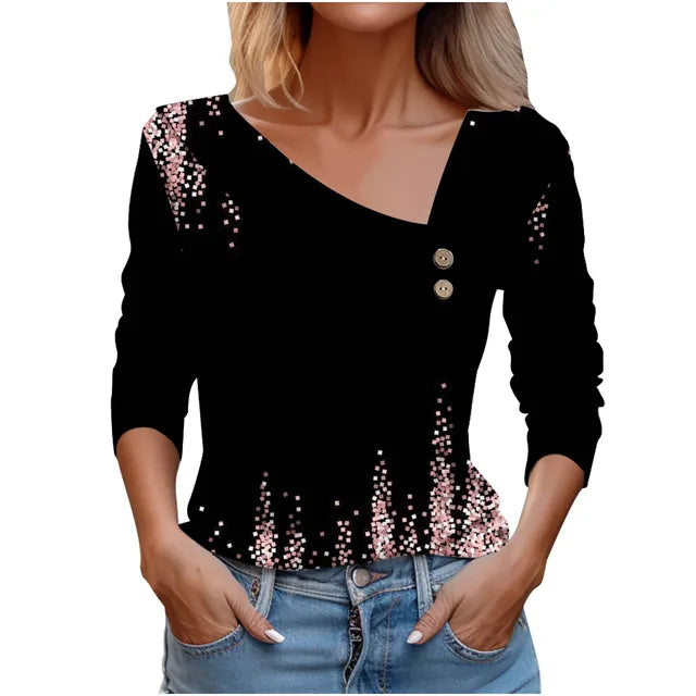 Women Fashion Long Sleeve Top White Floral Print Shirts And Blouses 3D Print Clothes For Women 2024