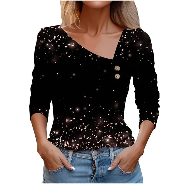 Women Fashion Long Sleeve Top White Floral Print Shirts And Blouses 3D Print Clothes For Women 2024