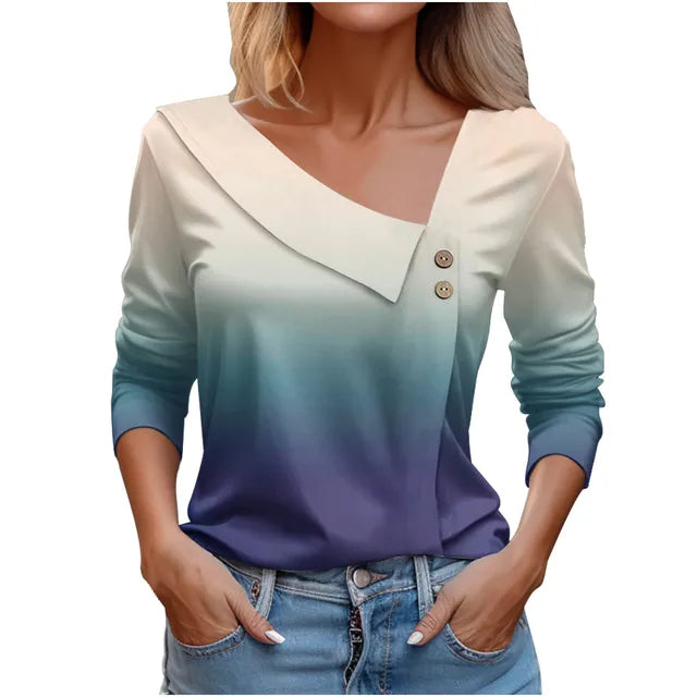 Women Fashion Long Sleeve Top White Floral Print Shirts And Blouses 3D Print Clothes For Women 2024