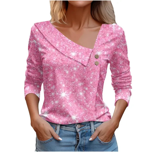 Women Fashion Long Sleeve Top White Floral Print Shirts And Blouses 3D Print Clothes For Women 2024