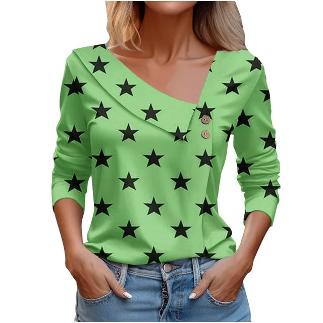 Women Fashion Long Sleeve Top White Floral Print Shirts And Blouses 3D Print Clothes For Women 2024