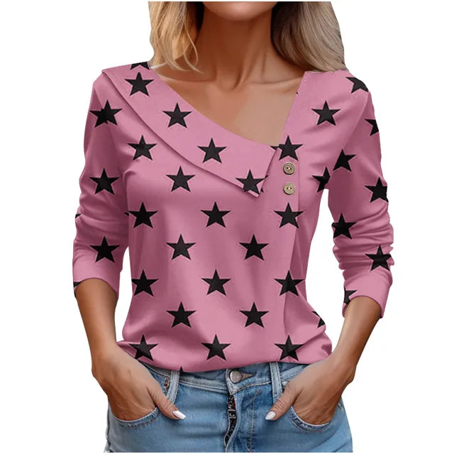 Women Fashion Long Sleeve Top White Floral Print Shirts And Blouses 3D Print Clothes For Women 2024