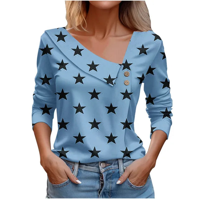 Women Fashion Long Sleeve Top White Floral Print Shirts And Blouses 3D Print Clothes For Women 2024
