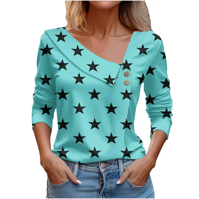 Women Fashion Long Sleeve Top White Floral Print Shirts And Blouses 3D Print Clothes For Women 2024