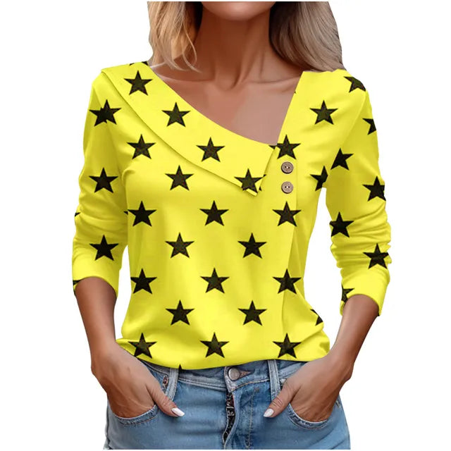 Women Fashion Long Sleeve Top White Floral Print Shirts And Blouses 3D Print Clothes For Women 2024