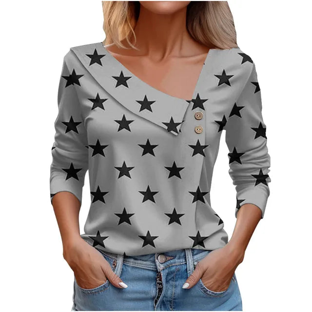 Women Fashion Long Sleeve Top White Floral Print Shirts And Blouses 3D Print Clothes For Women 2024