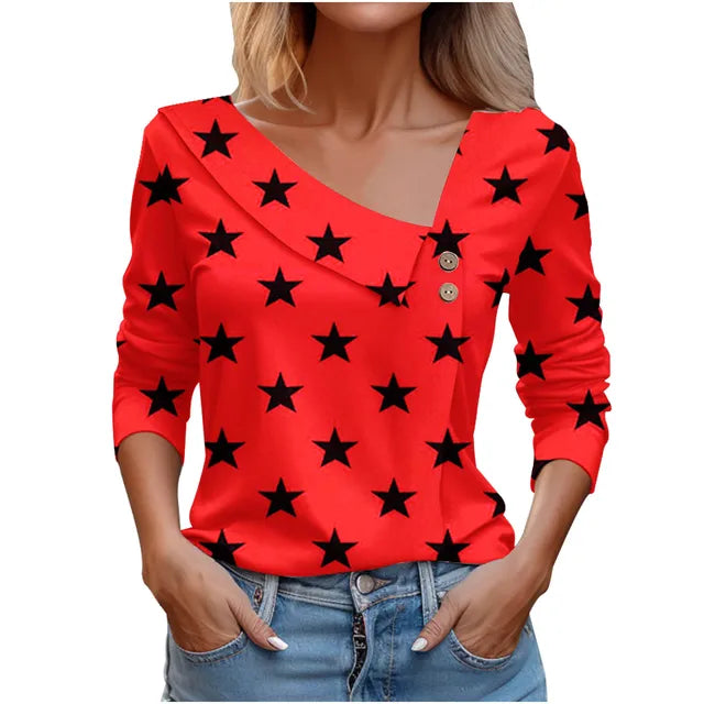 Women Fashion Long Sleeve Top White Floral Print Shirts And Blouses 3D Print Clothes For Women 2024