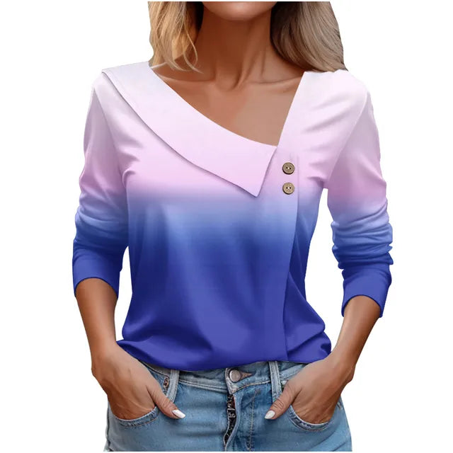 Women Fashion Long Sleeve Top White Floral Print Shirts And Blouses 3D Print Clothes For Women 2024