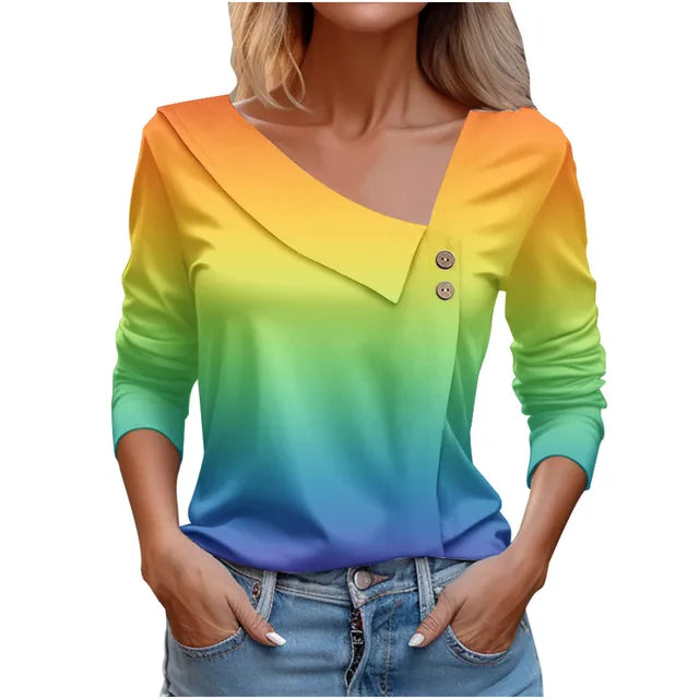 Women Fashion Long Sleeve Top White Floral Print Shirts And Blouses 3D Print Clothes For Women 2024