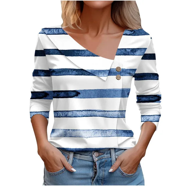 Women Fashion Long Sleeve Top White Floral Print Shirts And Blouses 3D Print Clothes For Women 2024