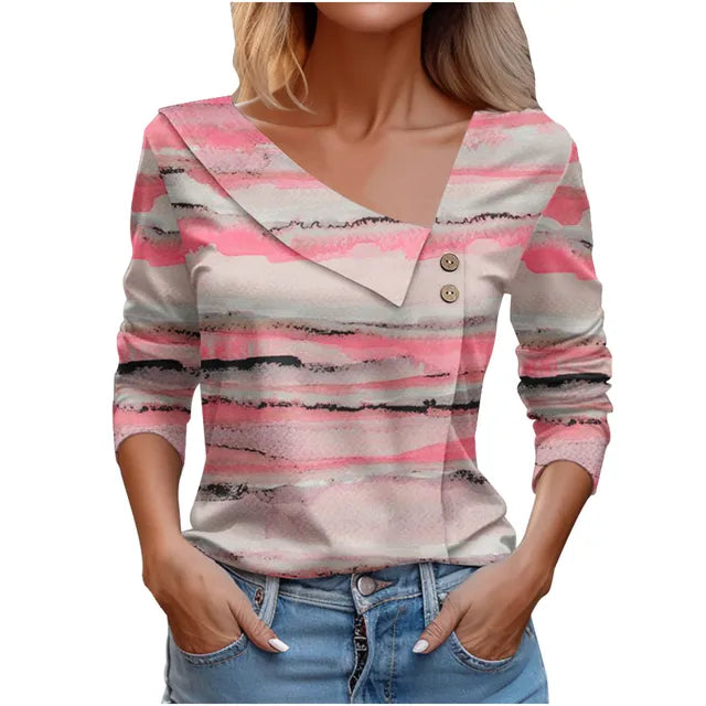 Women Fashion Long Sleeve Top White Floral Print Shirts And Blouses 3D Print Clothes For Women 2024