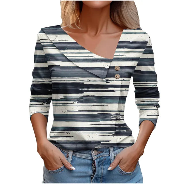 Women Fashion Long Sleeve Top White Floral Print Shirts And Blouses 3D Print Clothes For Women 2024
