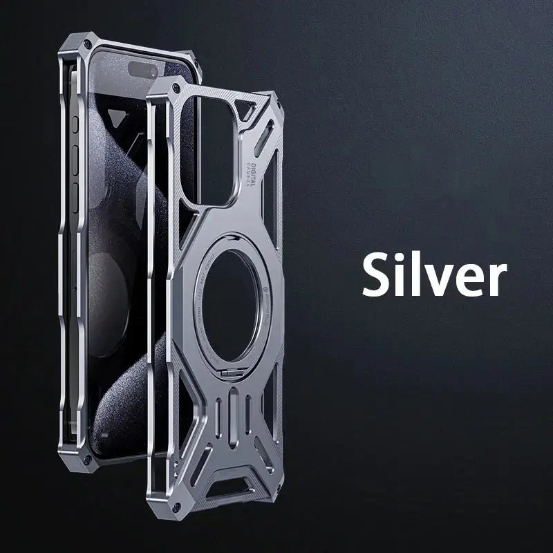 Magnetic Stand Metal Phone Case For Iphone 13 14 15 16 Pro Max Plus Hollow Luxury Aluminum Alloy Phone Cover For IPHON 16 Promax - MaJuah