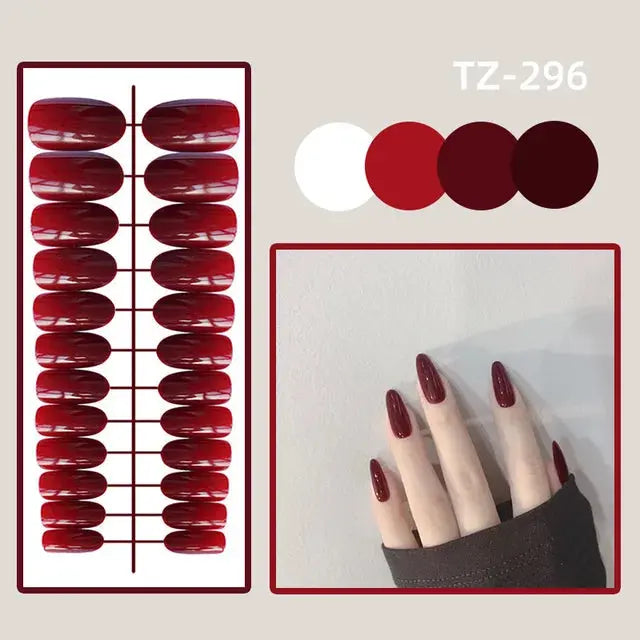 24Pcs Gradient Acrylic Fake Nails Art Long Ballet Wearing Nails Fake Press on Nail Tips Full Cover Removable French False Nails - MaJuah
