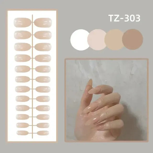 24Pcs/Set Acrylic Long Ballet Press on Nail Tips Coffin Wearing Reusable False Nails Art Colorful Glossy Fake Nails Artificial - MaJuah