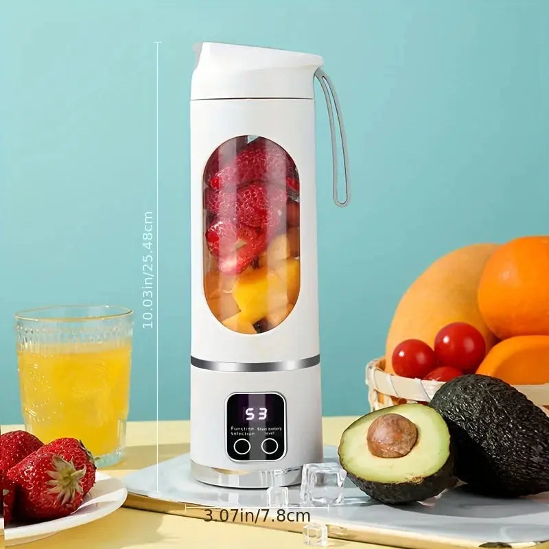 450ml Portable Juicer with LED Digital Display USB Charging Outdoor Juicing Cup Home Multifunctional 12-Blade Blender 1500mAh Super Star Appliance Store