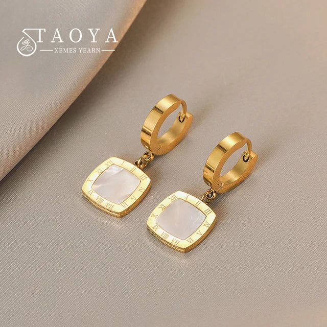 Roman Digital Round Pendant Earrings Korean Fashion Jewelry For Women's 2024