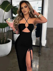 Elegant Allure Halter Maxi Dress